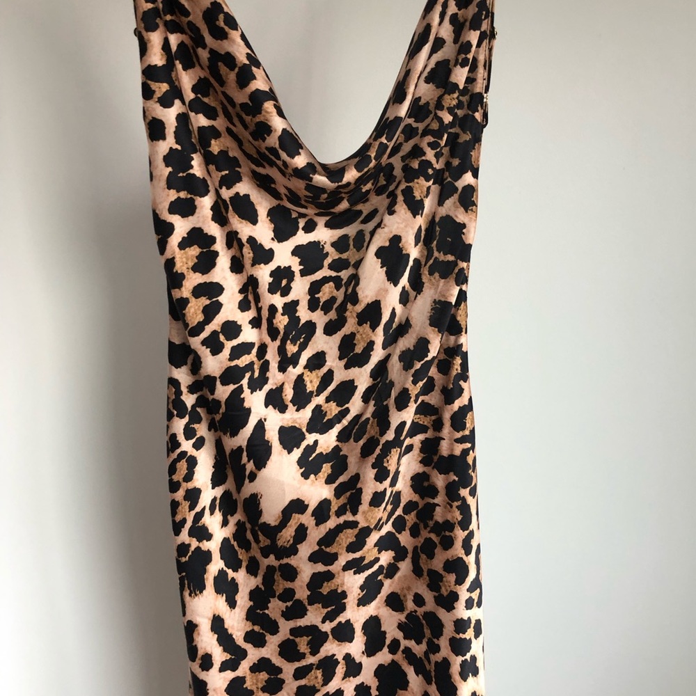 Amanda Uprichard- Cowl Midi Dress in Leopard XS - Picture 6 of 7